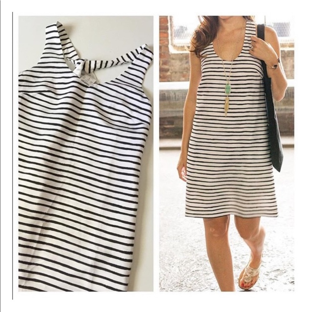 J. Crew Factory Black and White Striped Tank Dress